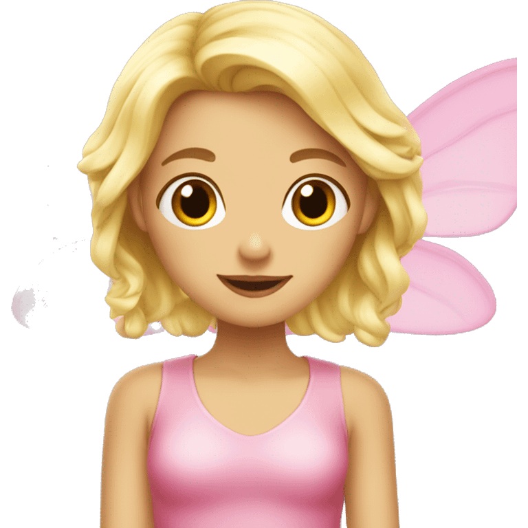 Blonde girl, fairy big pink wings emoji