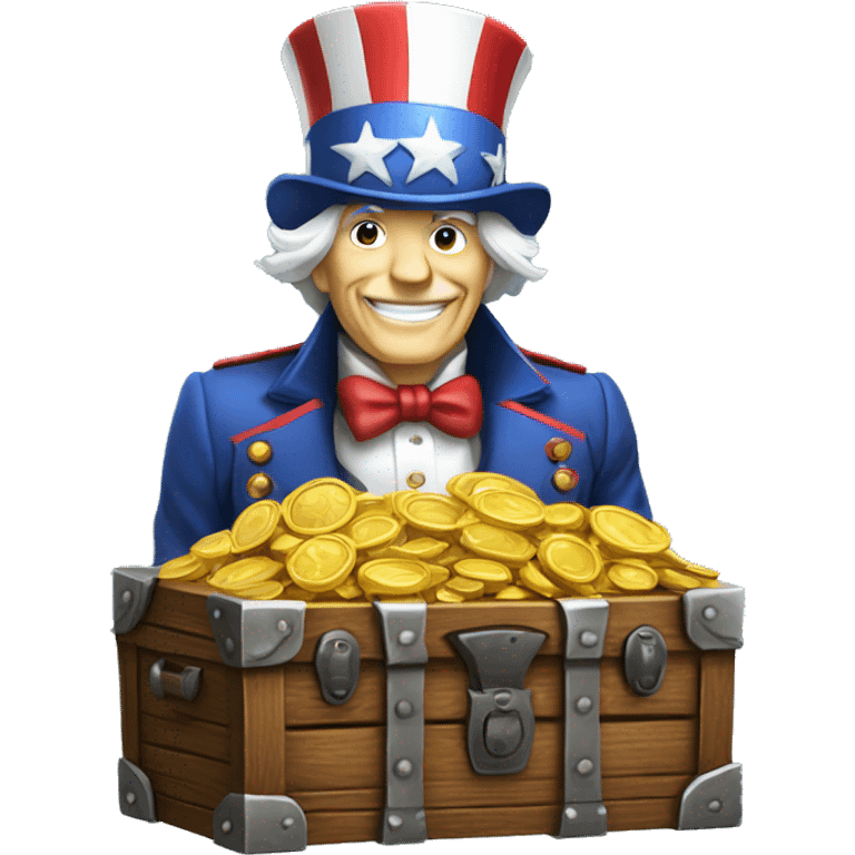 Uncle Sam and chest with treasures emoji