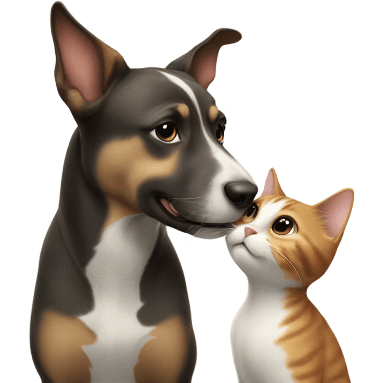 Dog and cat kiss emoji