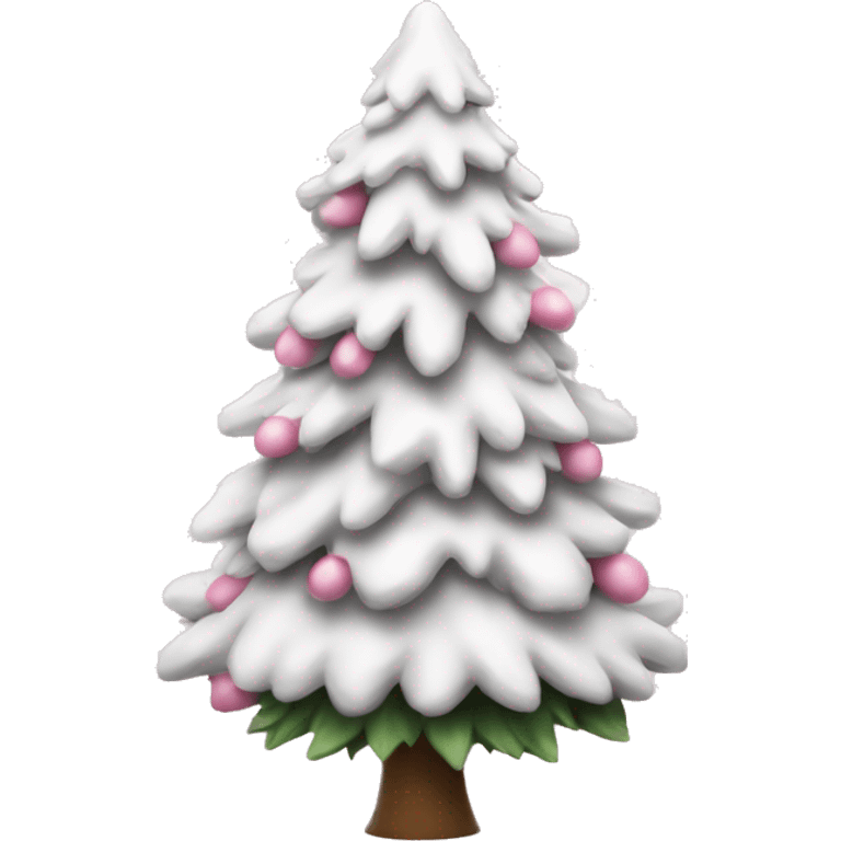 white and pink snowy christmas tree emoji