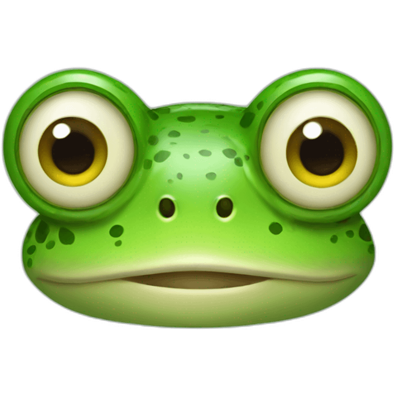 A frog wearing hearing aids emoji