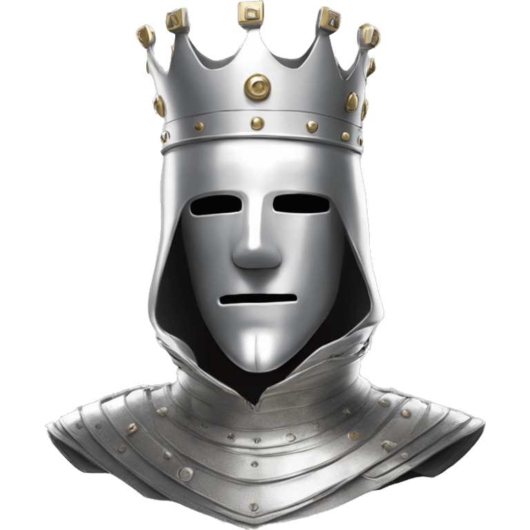 king baldwin IV in silver full face mask up with Left hand raised with white glove emoji