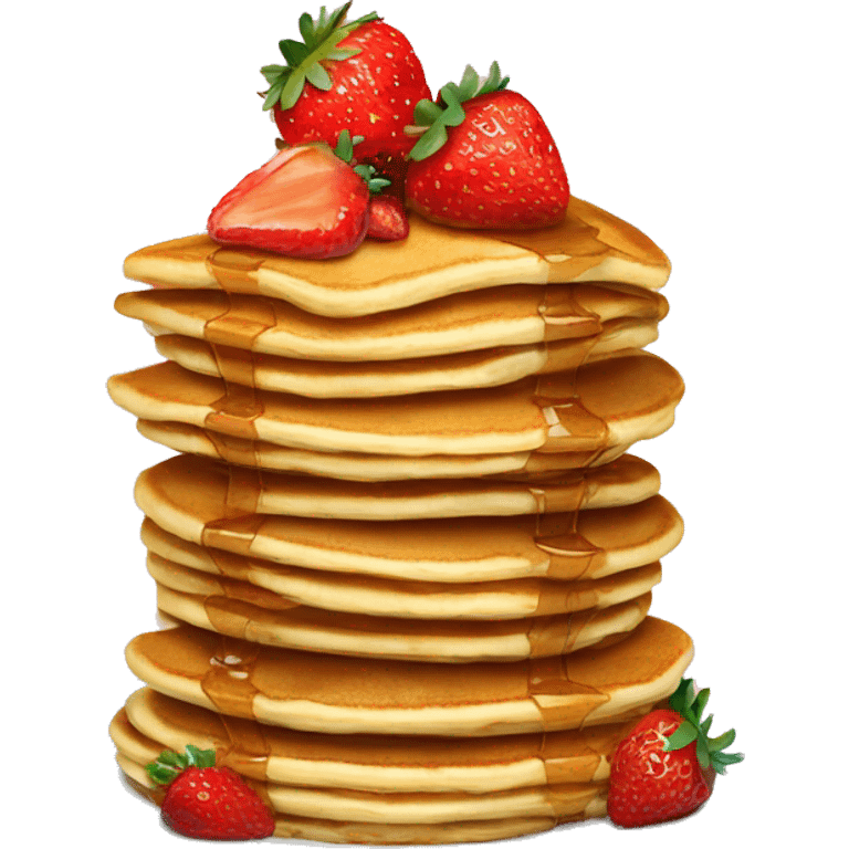 a stack of pancakes topped with strawberries emoji