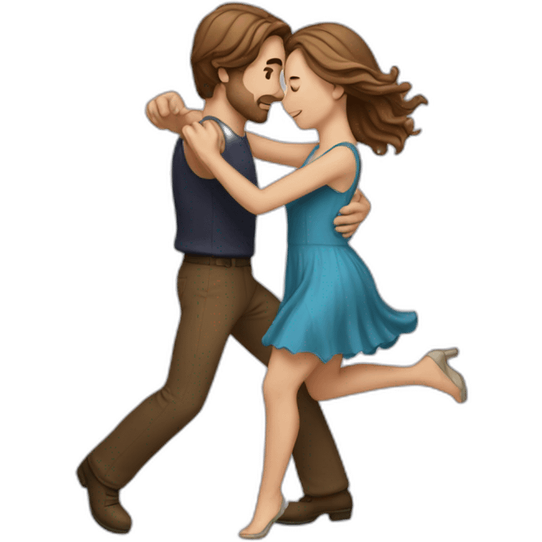 White couple brown hair dancing emoji