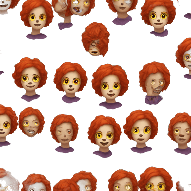 red-haired girl in a clown mask emoji