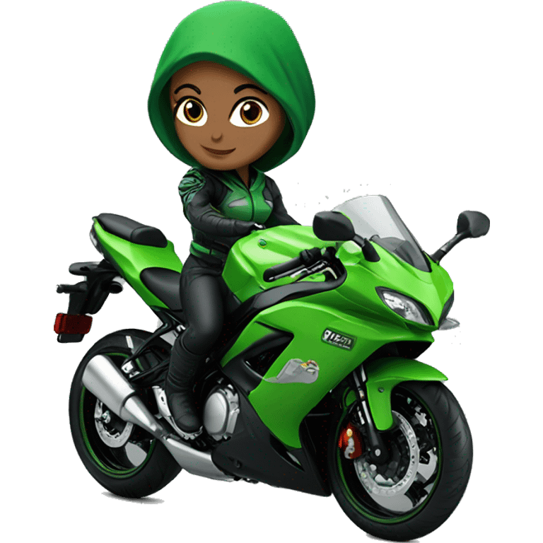 girl on green kawsaki ninja 650 emoji