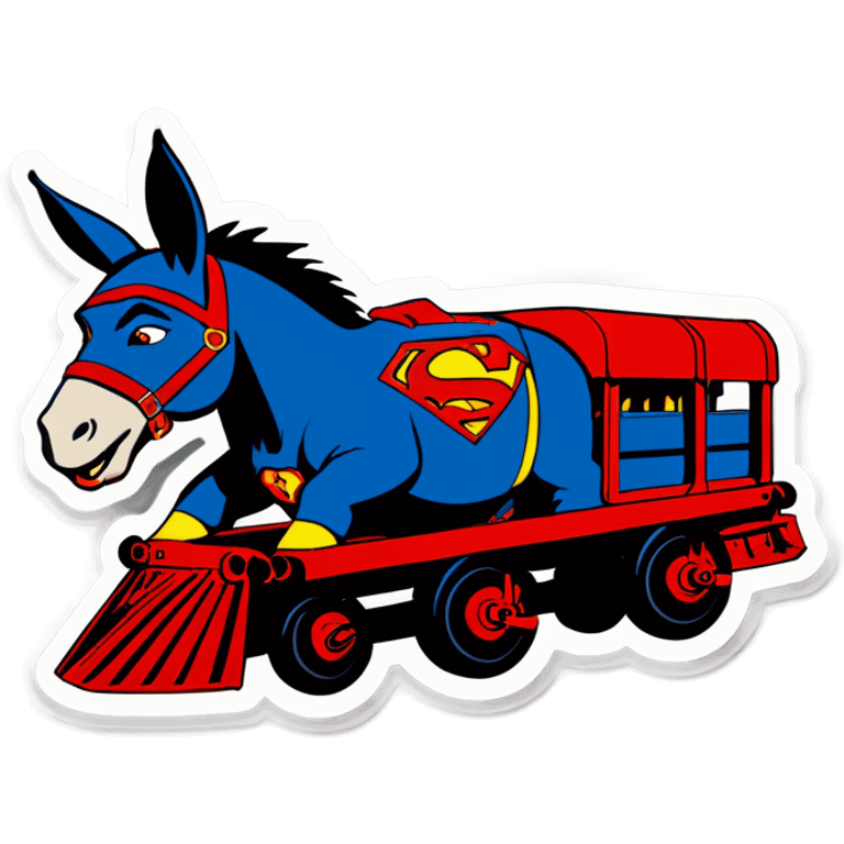 Superman donkey pulls a train wagon emoji