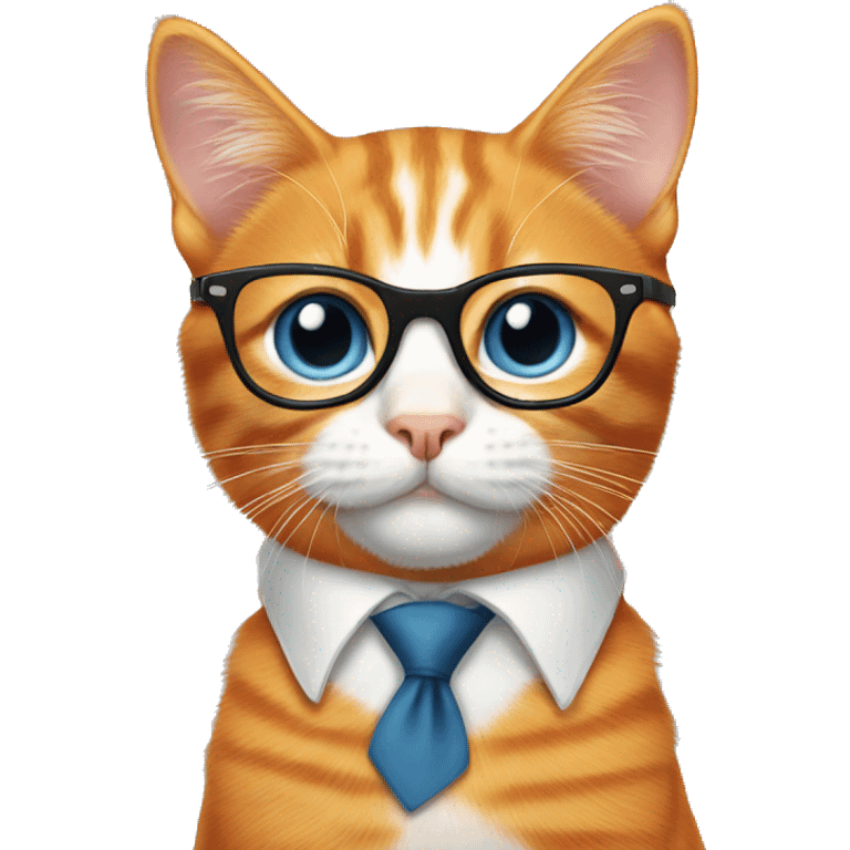 Orange cat with glasses and tie  emoji