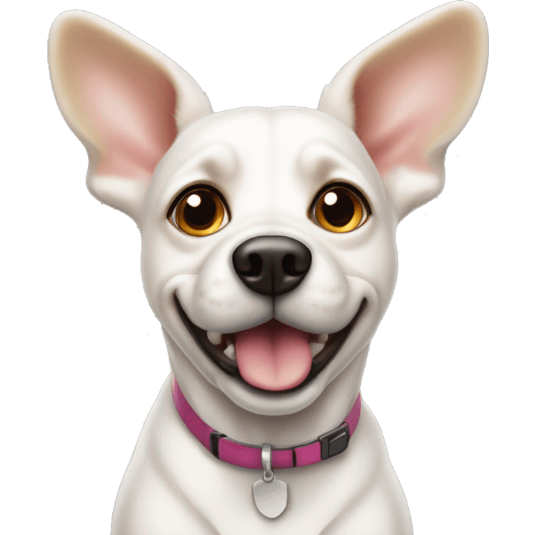 cute white-beigel dog with big up ears emoji