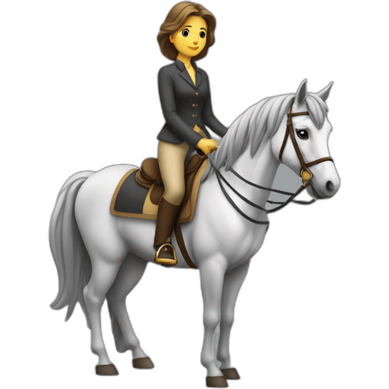 femme sur un cheval gris emoji