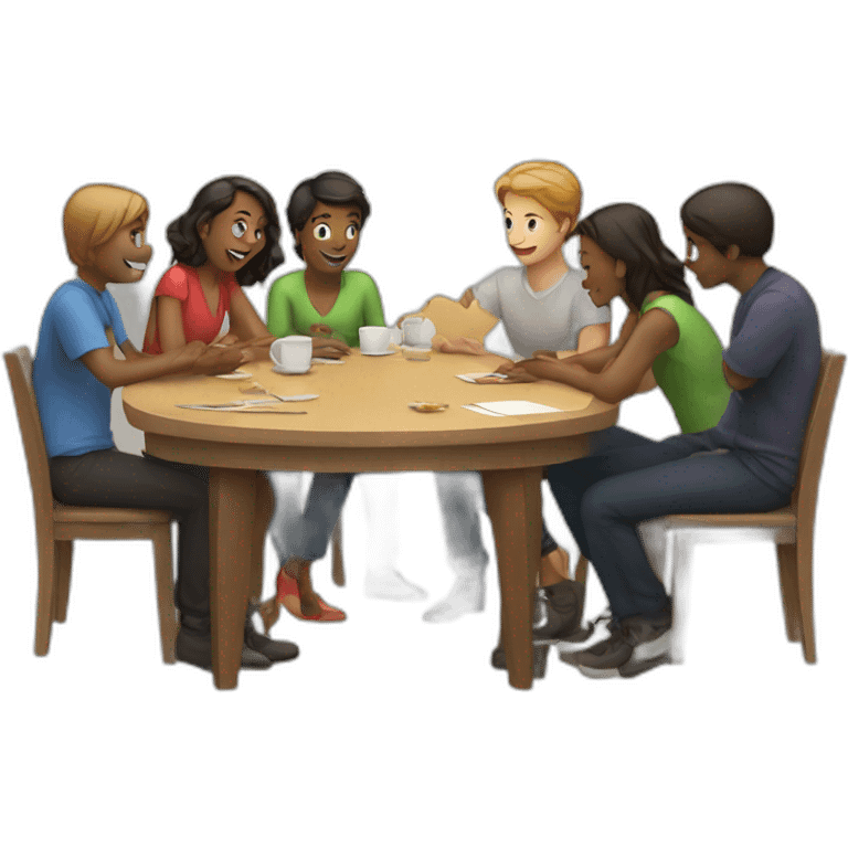 group of people talking around a table emoji