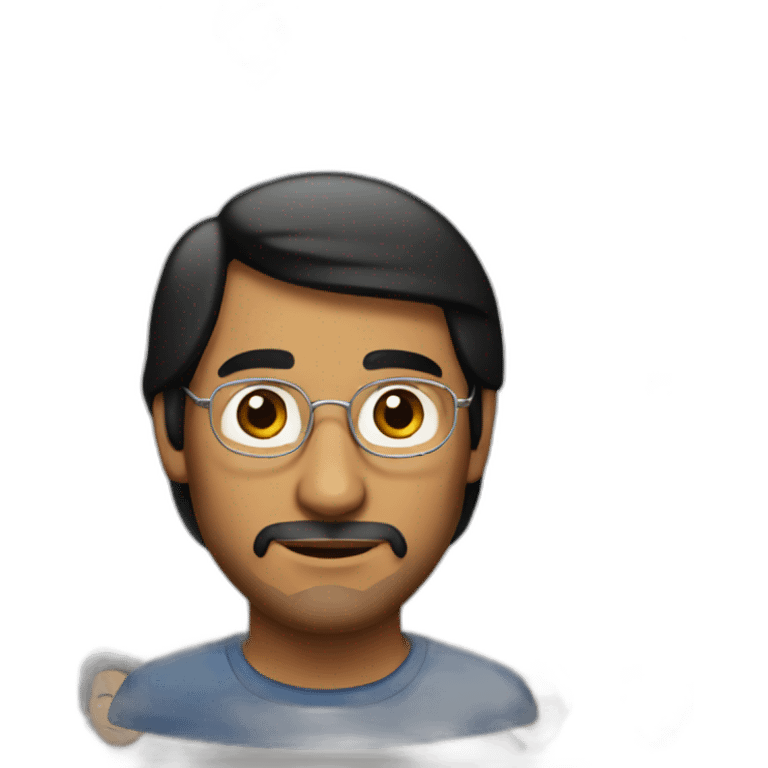 brown man looks like steve jobs with black hair emoji