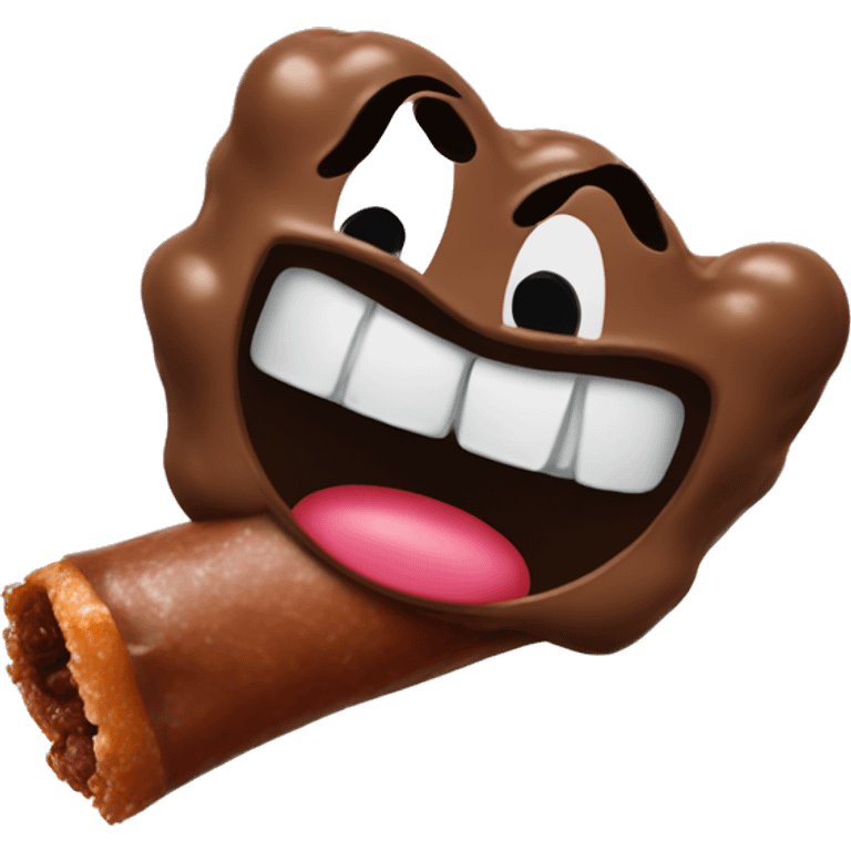 Emoji drooling on tootsie roll emoji