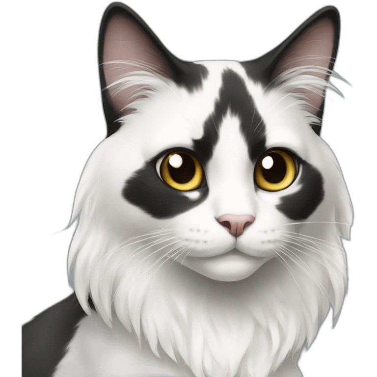 Black and white cat with long hair emoji