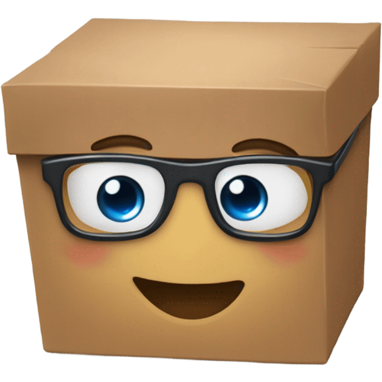 caja inteligente con lentes arriba de un corazon gigante emoji