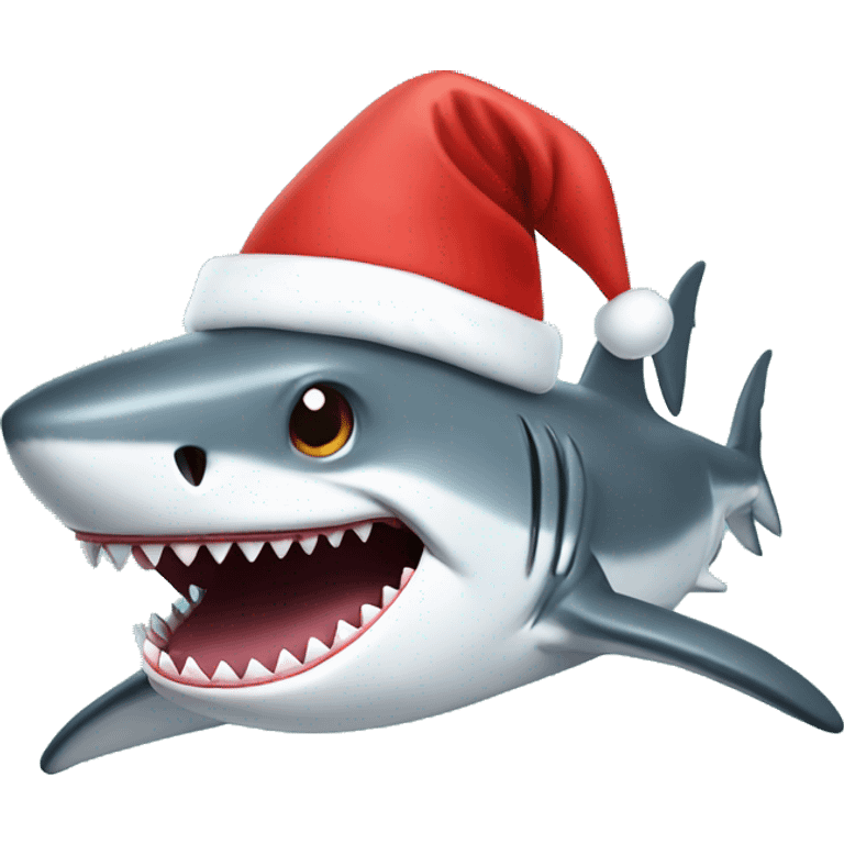 Shark with Christmas hat emoji