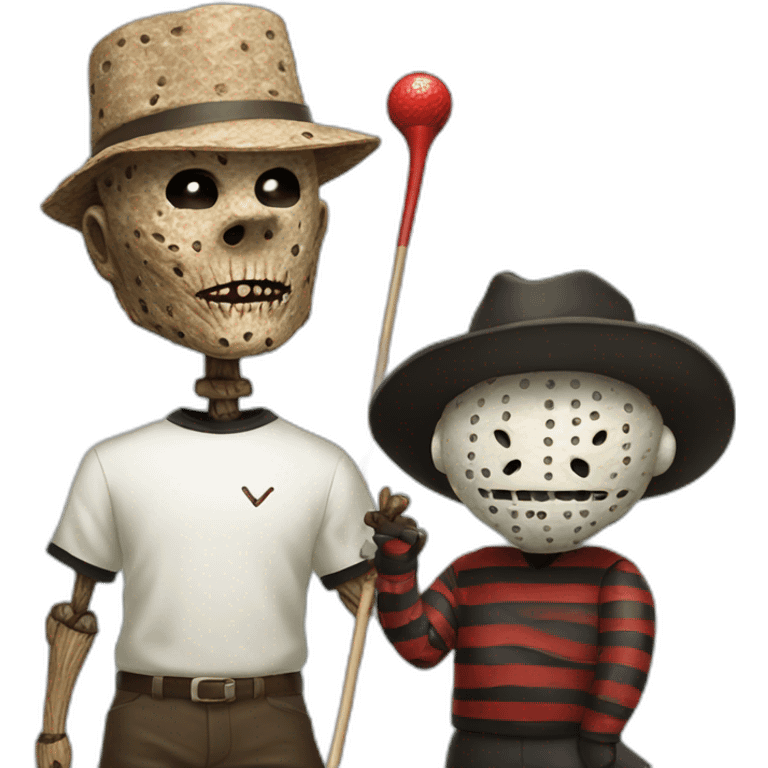 Freddy Kruger  and pinhead playing golf emoji