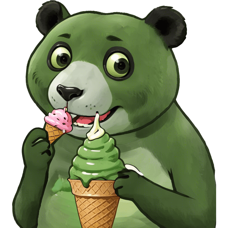 Panda eating ice cream emoji