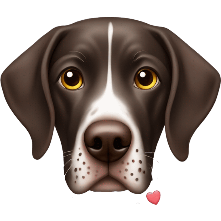 German shorthair with hearts for eyeballs emoji