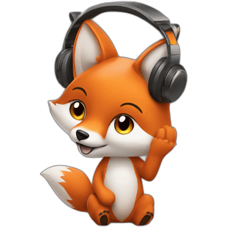 fox listening to music on headphones emoji