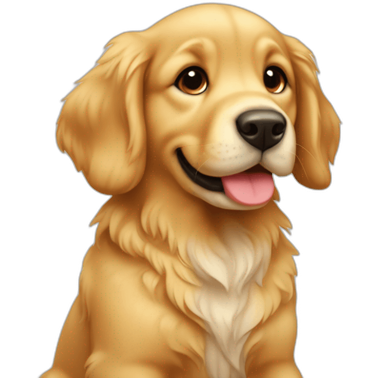 cute puppy golden retriever beige full body emoji