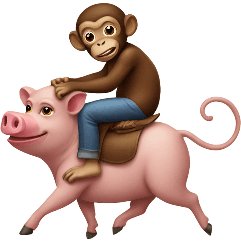 Monkey riding a pig emoji