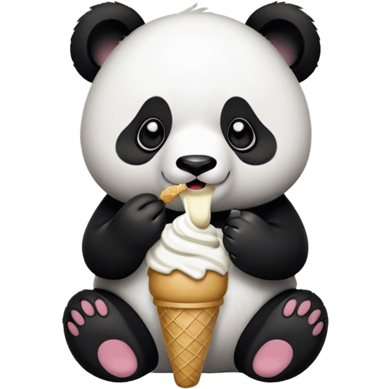 Panda eating ice cream emoji