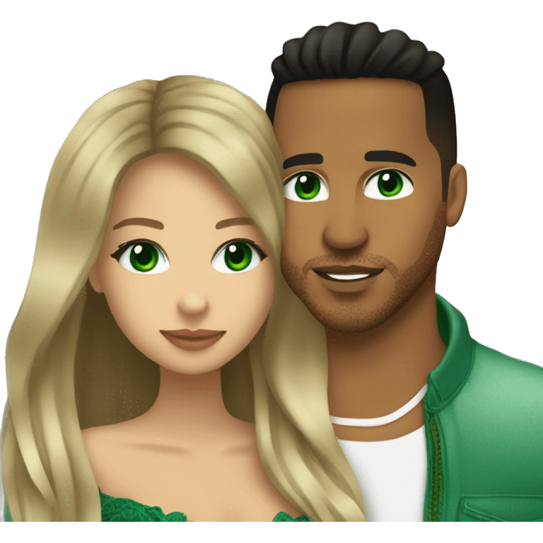 kiss-kiss romeo santos and girl green eyes and very long dark blond hair emoji