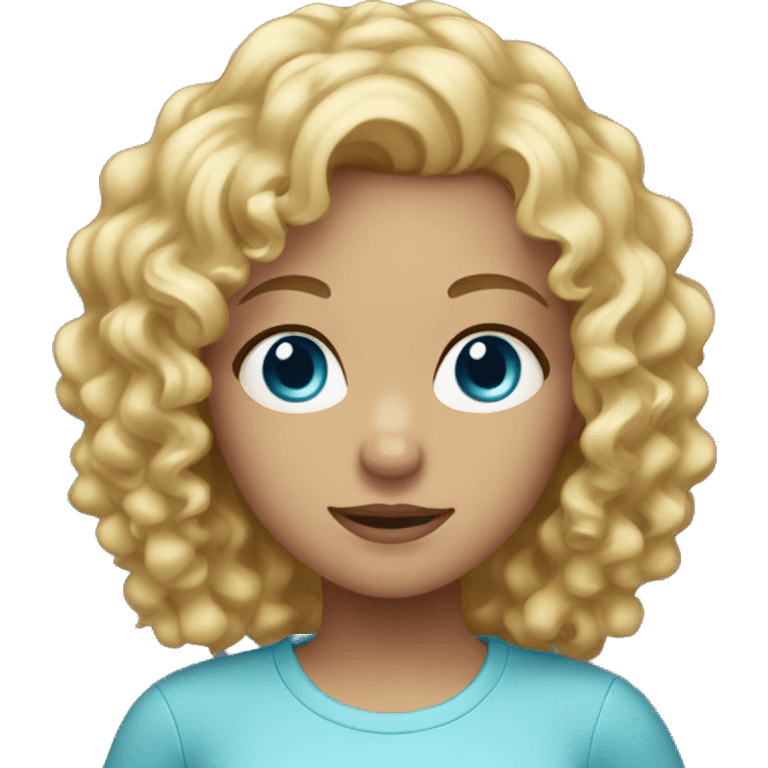 girl with blonde curly hair blue eyes emoji