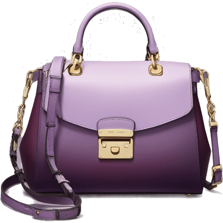 Realistic isolated lavender to dark plum ombre Michael Kors satchel purse.  emoji