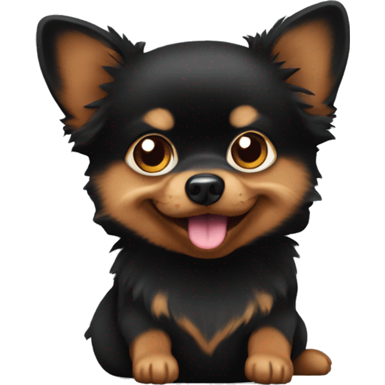 Black and brown pomchi with the phone emoji