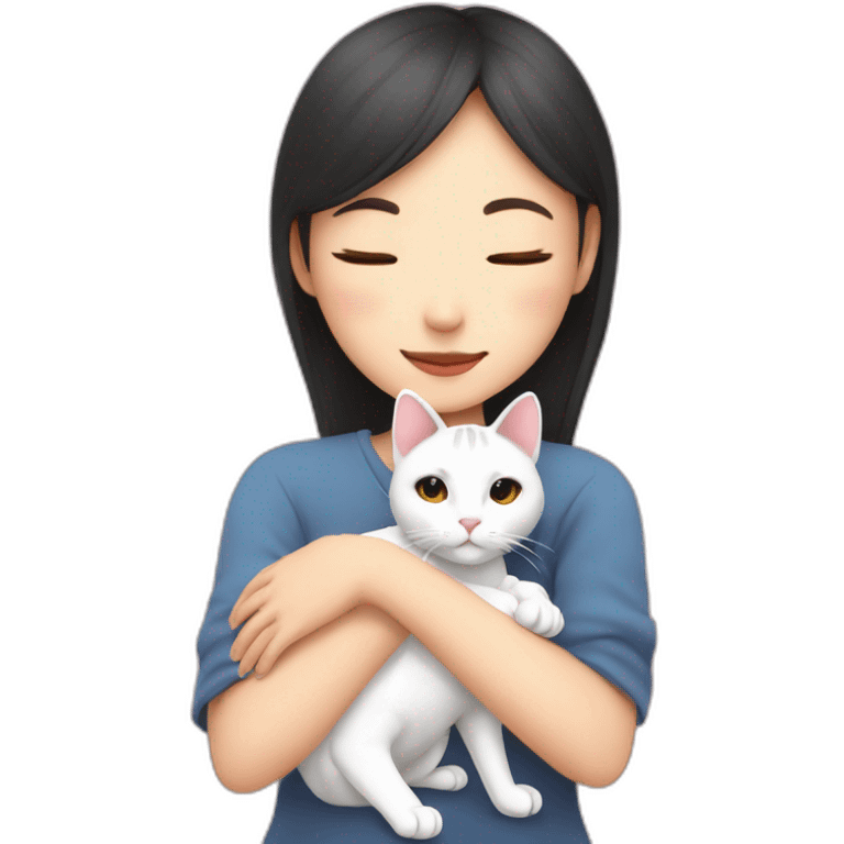 cat cuddles asain human girl emoji