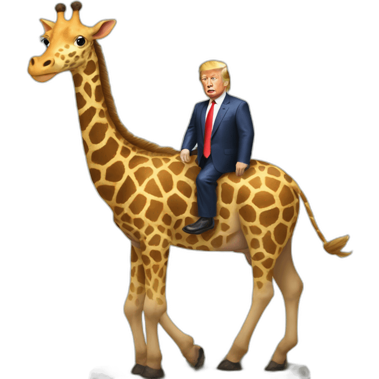 Putin and Trump riding a huge giraffe pig emoji