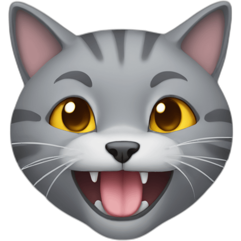 A grey cat mewing emoji