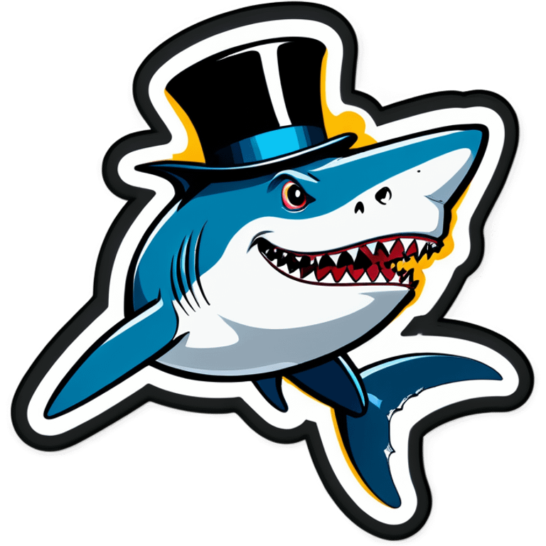 Shark with a top hat emoji