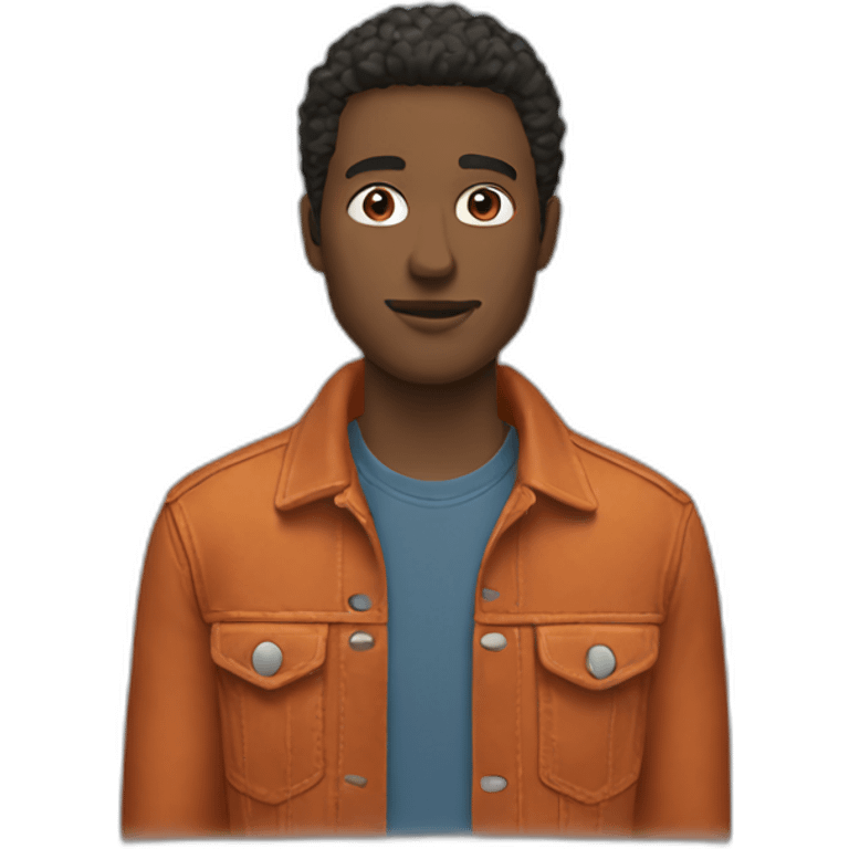 man wearing a rust colored denim jacket emoji