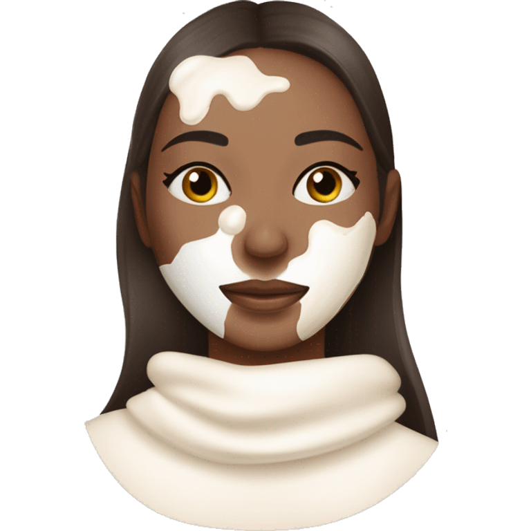 pretty brunette girl sleeping with cream coloured moisturiser face mask soft textures emoji