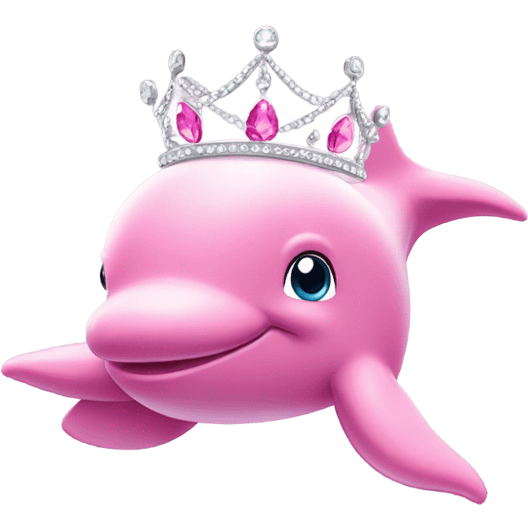 pink dolphin with a silver tiara and pink gems  emoji