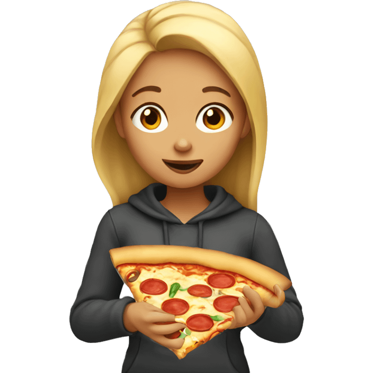 Girl eating pizza emoji