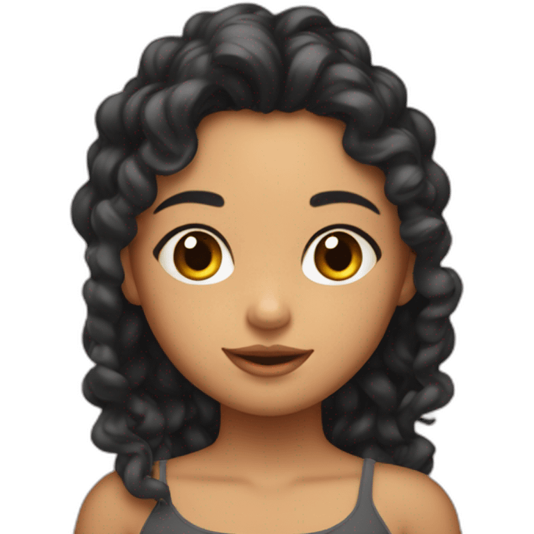 Niña morena con rizos emoji