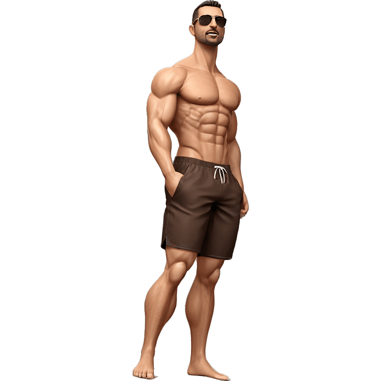 muscular man at the beach emoji