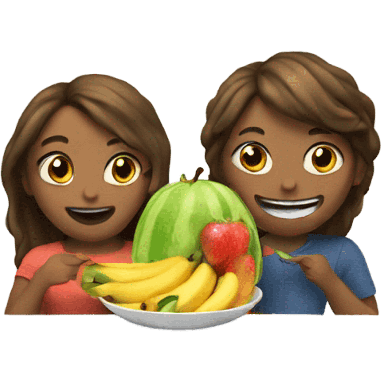 Two best friends eating fruit emoji