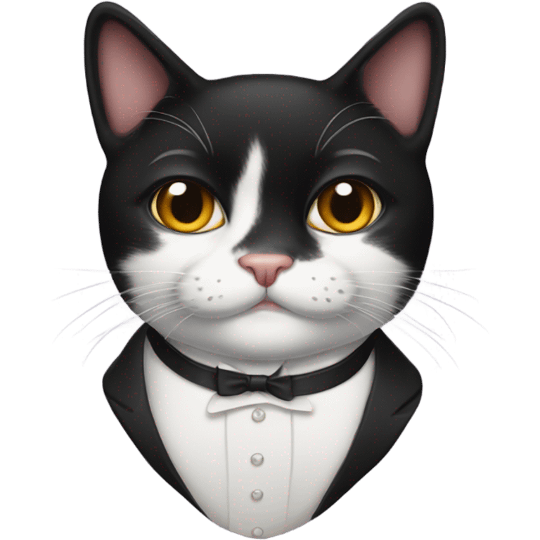 Tuxedo cat with crooked moustache  emoji