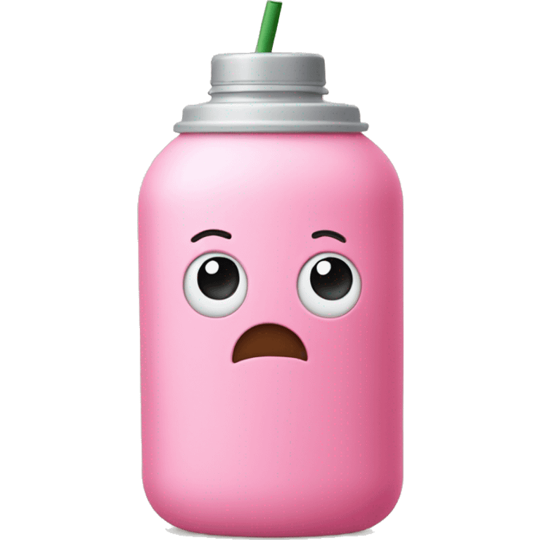 A cute pink drinking bottle with straw like a stanley. emoji