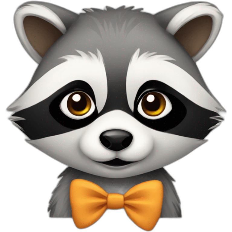 Cartoon raccoon with bow emoji