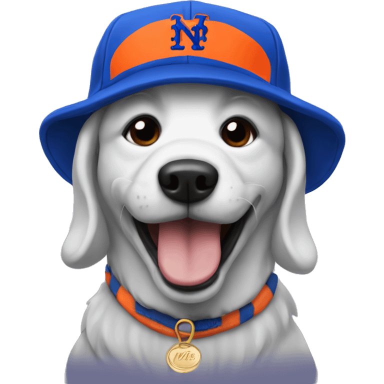 Dog wearing a Mets hat emoji