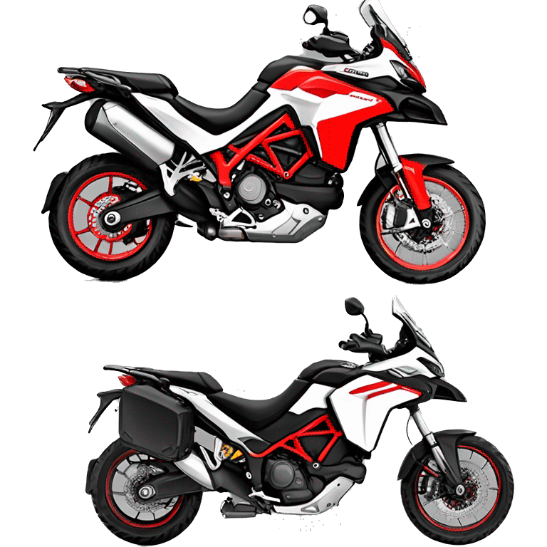 Caricatura Moto Ducati multistrada enduro off road roja y negra llena de barro emoji