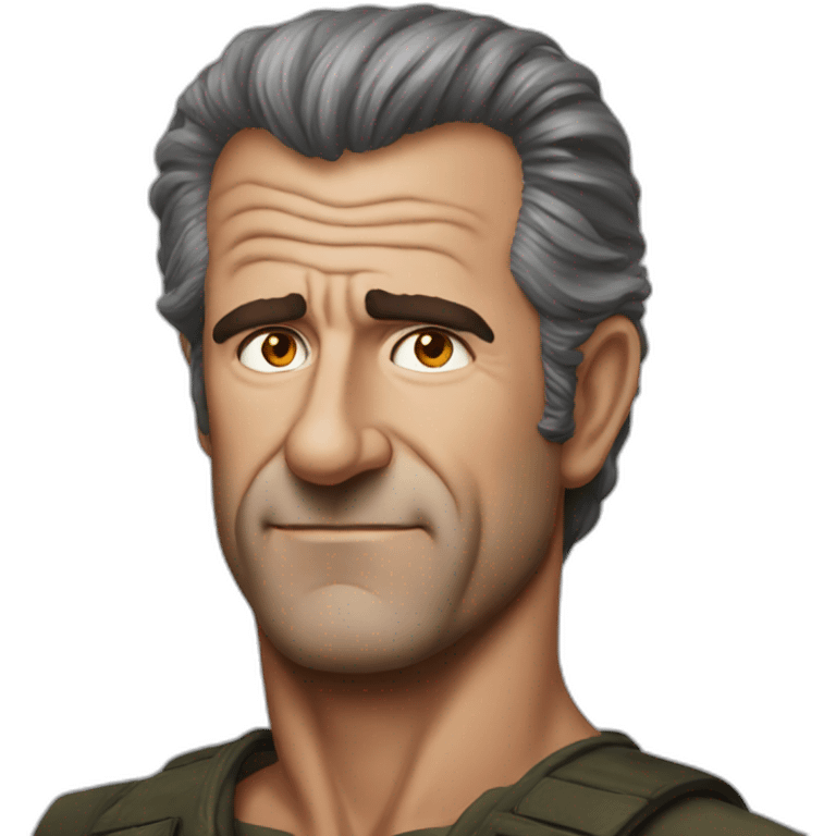 Mel Gibson portrait without smile emoji