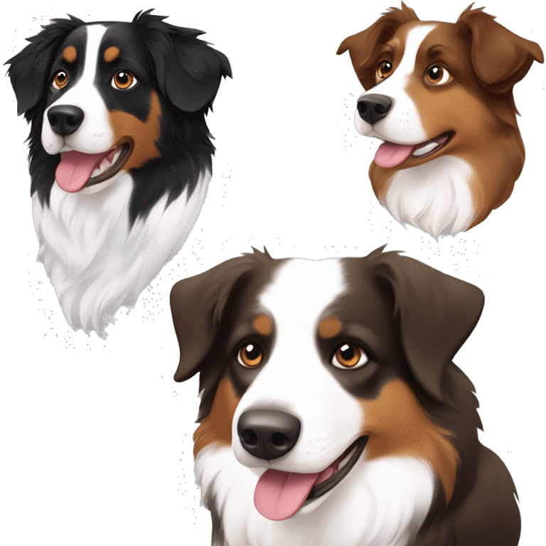 australian shepherd black and white and another one brown and white  emoji