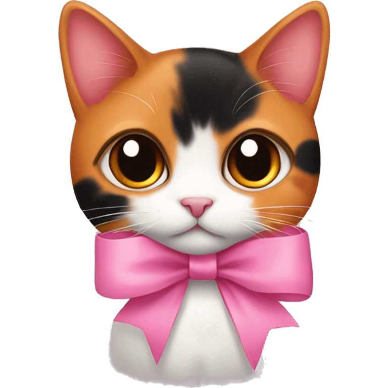 cute orange black calico cat with pink bow  emoji